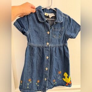Vintage Sesame Street Blue Denim Dress with Embroidered Accents